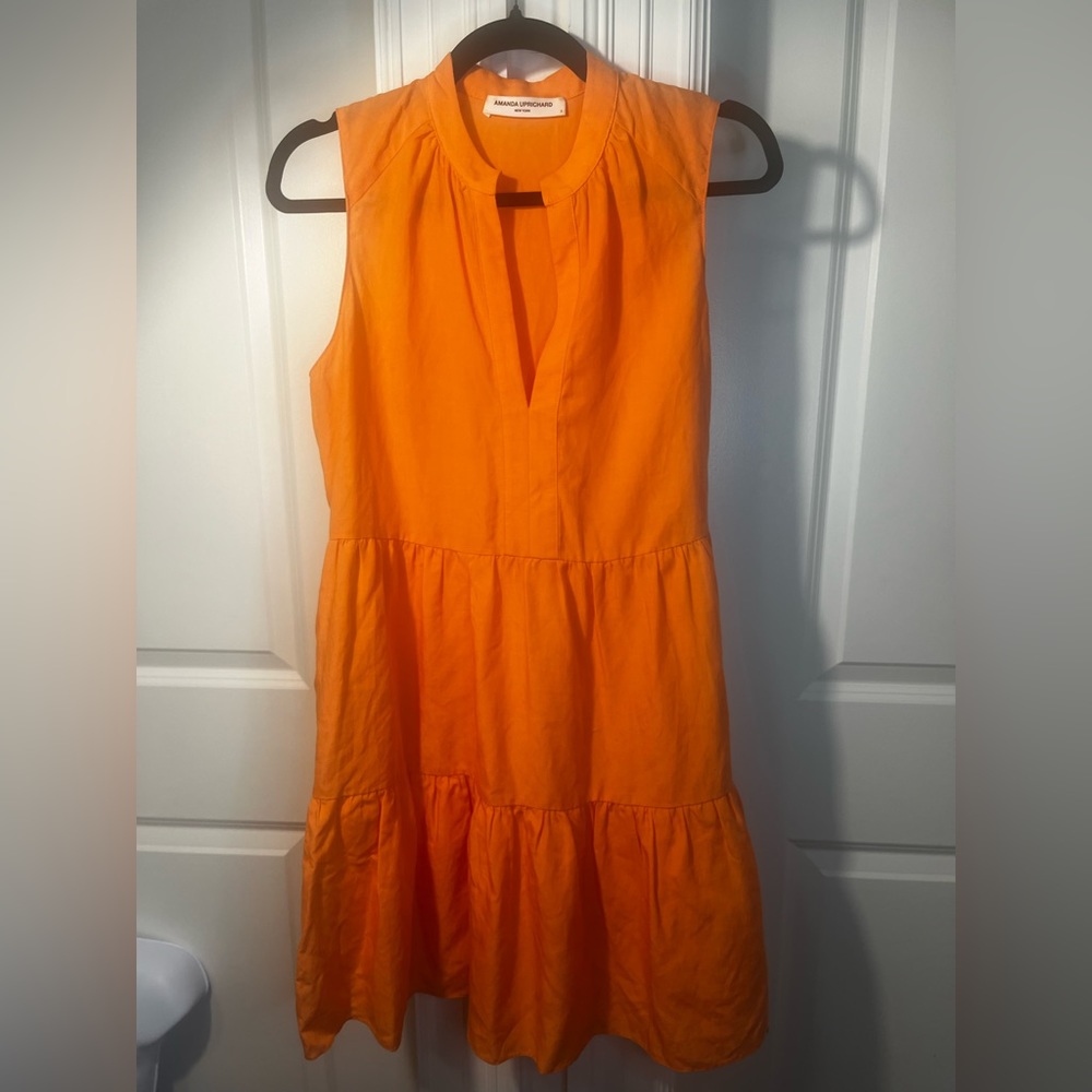 Orange Amanda Uprichard Tiered Mini Dress Small